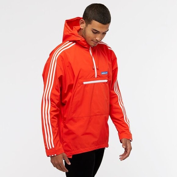 Adidas Tennoji Windbreaker Jacket Men's Orange White Pockets Anorak Zip Hood M - Picture 4 of 16